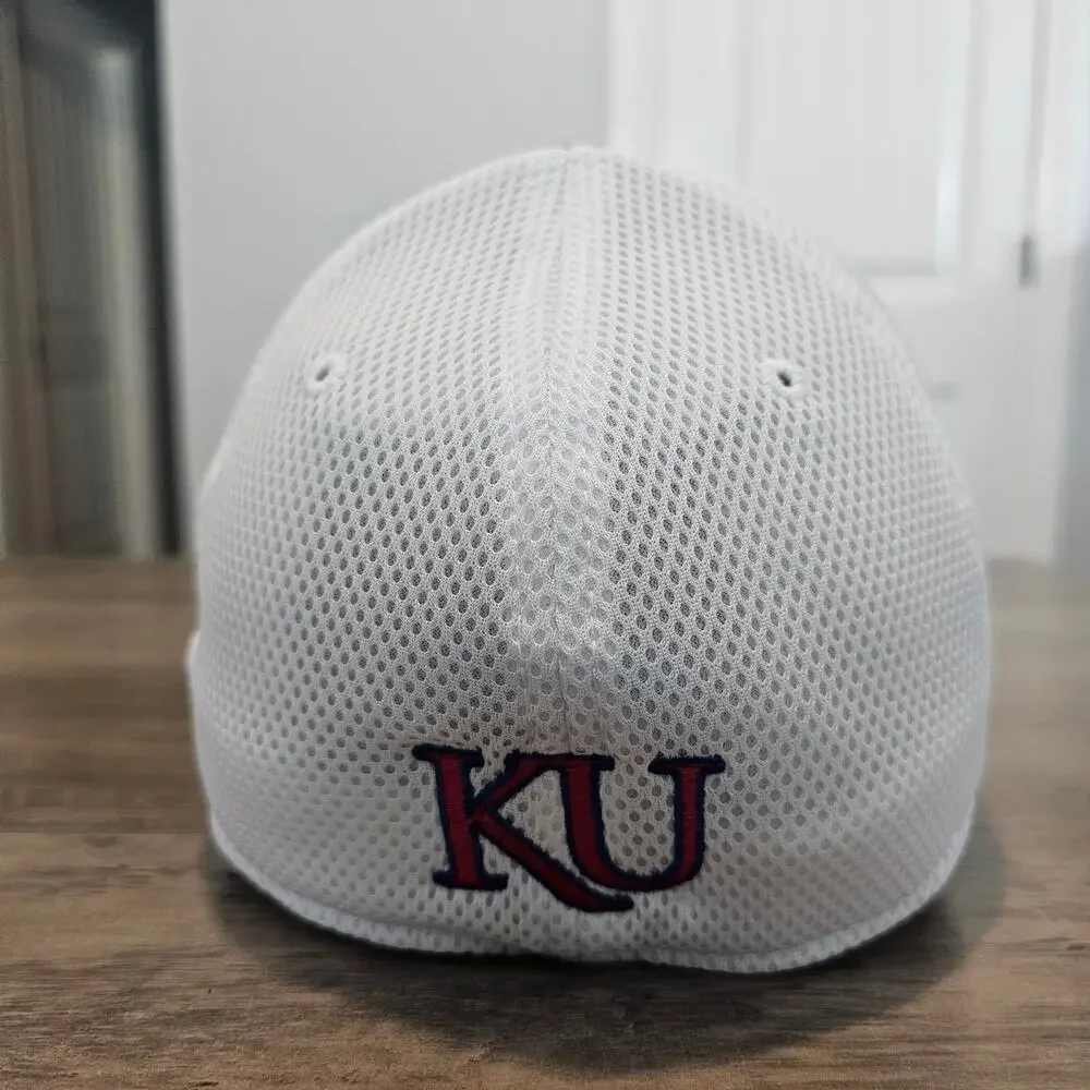 Vintage Kansas University Jayhawks Fitted Hat Cap 90s KU Blue Gray NCAA Retro